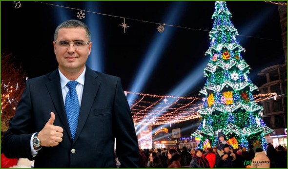 În numele bălțenilor, primarul Alexandr Petkov a mulțumit lui Renato Usatîi pentru bradul, iluminatul festiv și decorațiunile de sărbătoare